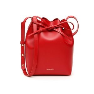 Mansur Gavriel Mini Leather Bucket Bag Flame
